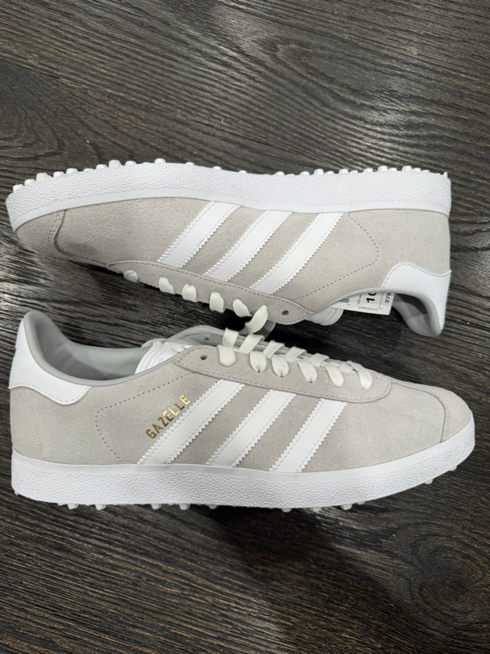 Adidas Gazelle Spikeless Golf Shoes Grey/White/Gold size 10 men’s